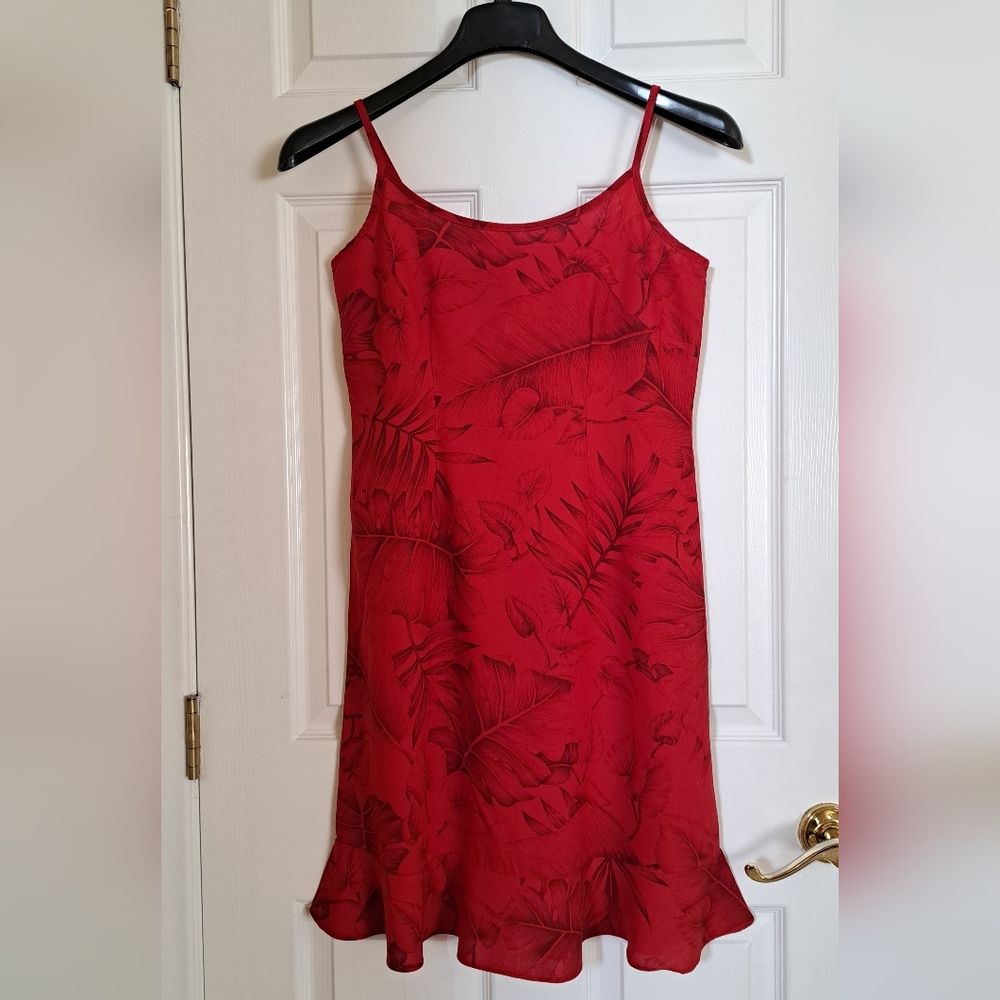 Vintage Hilo Hattie Red Tropical Slip Mini Dress